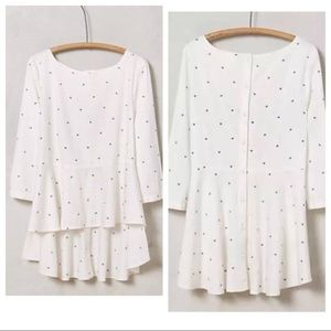 Anthropologie Polka Dot Peplum Top